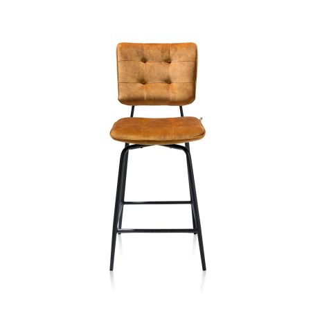 Manou, chaise de bar - off black - tissu Karese - Henders and Hazel