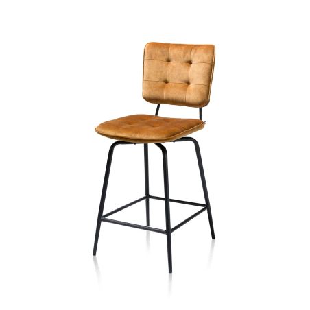 Manou, chaise de bar - off black - tissu Karese - Henders and Hazel