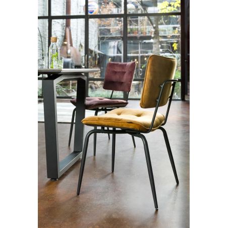 Manou, chaise - off black - tissu Karese - Henders and Hazel