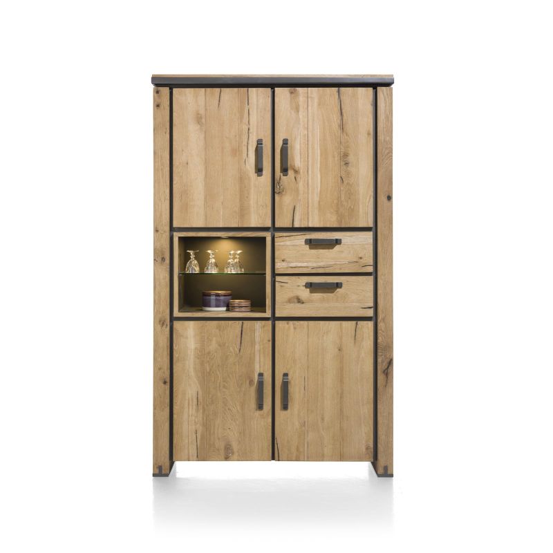 Armoire Farmland 4-portes + 2-tiroirs + 2-niches - 120 cm (+ LED) - Henders&Hazel