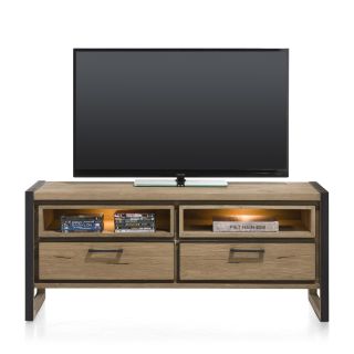 Metalo, lowboard 2-tiroirs + 2-niches - 140 cm (+ LED) - Henders&Hazel