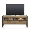 Metalo, lowboard 2-tiroirs + 2-niches - 140 cm (+ LED) - Henders&Hazel