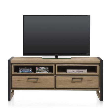 Metalo, lowboard 2-tiroirs + 2-niches - 140 cm (+ LED) - Henders&Hazel