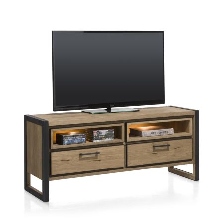 Metalo, lowboard 2-tiroirs + 2-niches - 140 cm (+ LED) - Henders&Hazel