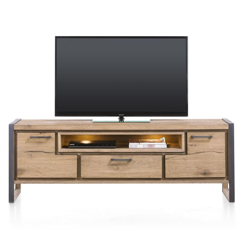 Metalo, lowboard 2-portes + 1-tiroir + 1-niche - 170 cm (+ LED) - Henders&Hazel