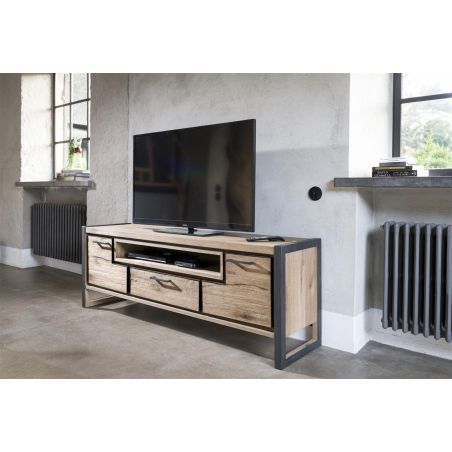 Metalo, lowboard 2-portes + 1-tiroir + 1-niche - 170 cm (+ LED) - Henders&Hazel