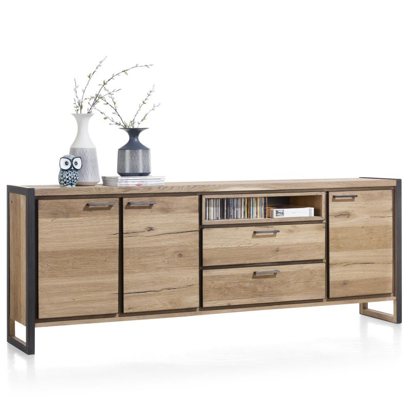 Metalo, buffet 3-portes + 2-tiroirs + 1-niche - 240 cm (+ LED) - Henders&Hazel