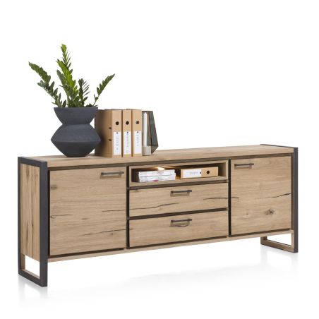 Metalo, buffet 2-portes + 2-tiroirs + 1-niche - 210 cm (+ LED) - Henders&Hazel