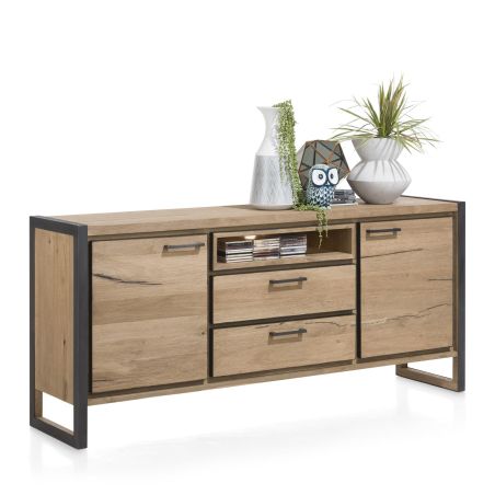 Metalo, buffet 2-portes + 2-tiroirs + 1-niche - 180 cm (+ LED) - Henders&Hazel