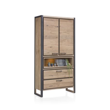 Metalo, armoire 2-portes + 2-tiroirs + 1-niche (+ LED) - Henders&Hazel