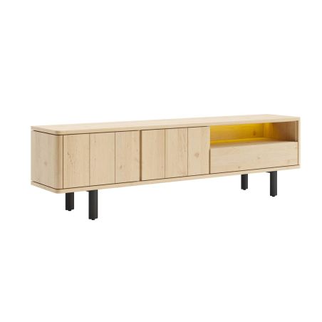 Homestead, lowboard 210 cm - 2-portes + 1-tiroir + 1-niche (+ LED)