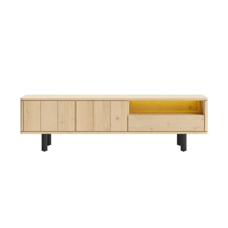 Homestead, lowboard 210 cm - 2-portes + 1-tiroir + 1-niche (+ LED)