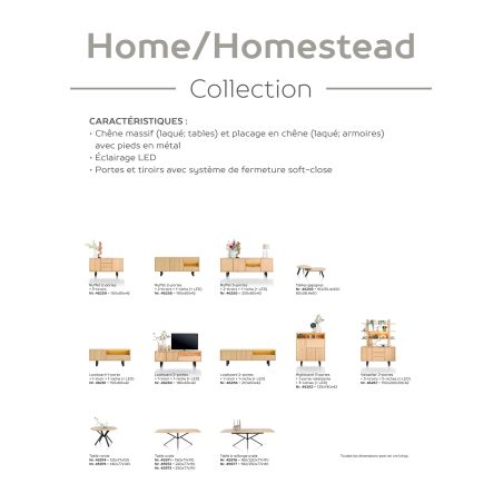 Homestead, buffet 230 cm - 3-portes + 2-tiroirs + 1-niche (+ LED) - Henders and Hazel