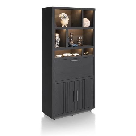 Pavie, armoire 100 cm. - 2-portes + 1-porte rabattante + 6-niches (+ LED) - Henders and Hazel