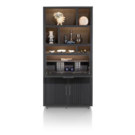 Pavie, armoire 100 cm. - 2-portes + 1-porte rabattante + 6-niches (+ LED) - Henders and Hazel