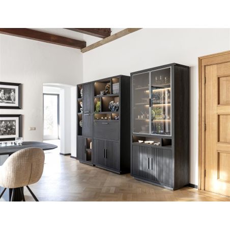 Pavie, armoire 100 cm. - 2-portes + 1-porte rabattante + 6-niches (+ LED) - Henders and Hazel