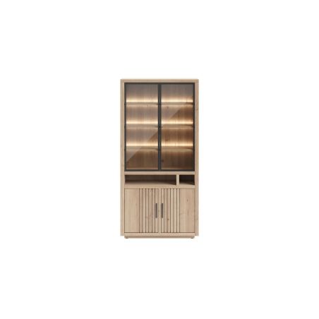 Pavie, vitrine 100 cm. - 2-portes en verre + 2-portes + 2-niches (+ LED) - Henders and Hazel