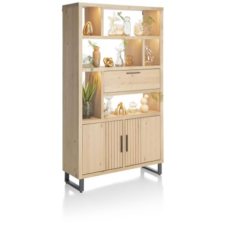 Pavie, armoire ouverte 125 cm. - 2-portes + 1-porte rabattante + 6-niches (+ LED) - Henders and Hazel