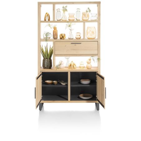Pavie, armoire ouverte 125 cm. - 2-portes + 1-porte rabattante + 6-niches (+ LED) - Henders and Hazel