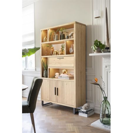 Pavie, armoire ouverte 125 cm. - 2-portes + 1-porte rabattante + 6-niches (+ LED) - Henders and Hazel