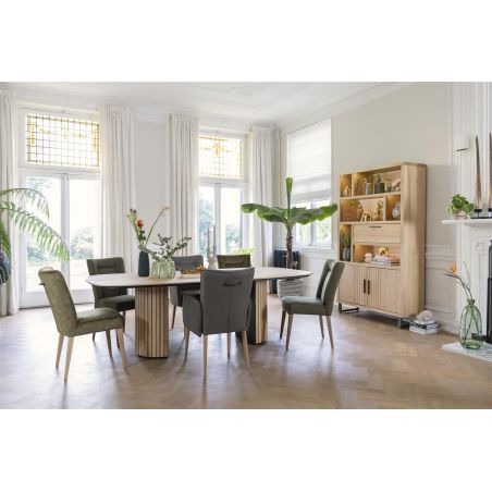 Pavie, armoire ouverte 125 cm. - 2-portes + 1-porte rabattante + 6-niches (+ LED) - Henders and Hazel