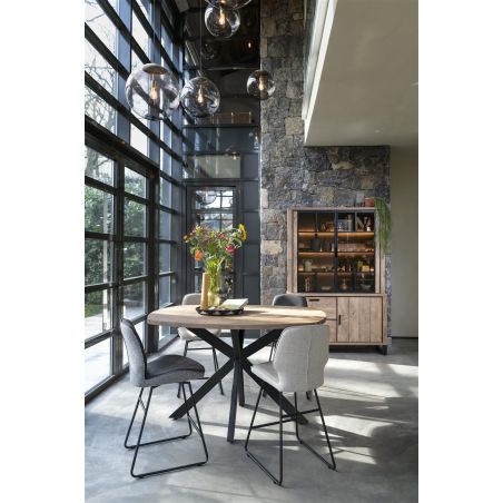 Ravi, chaise de bar - haut - cadre noir (ROB) - combi Secilia & Toba