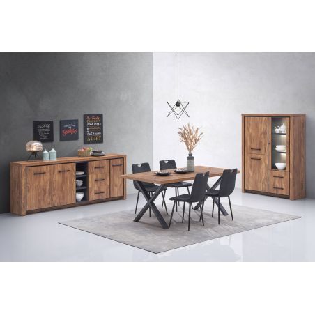 Table de repas KAMINO en 190 cm ou 220 cm avec pieds X en métal