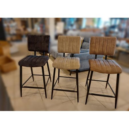 Chaise de bar VINCENZO en tissu - 3 coloris possibles