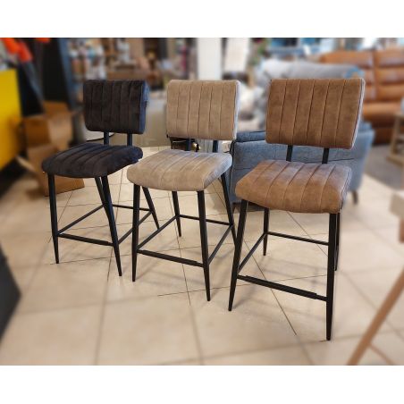 Chaise de bar VINCENZO en tissu - 3 coloris possibles