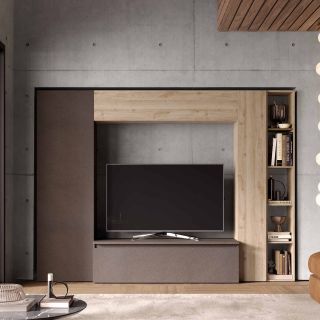 Ensemble meuble TV FOREVER 2 - compo 9 - décor Bronze et chêne Cadiz