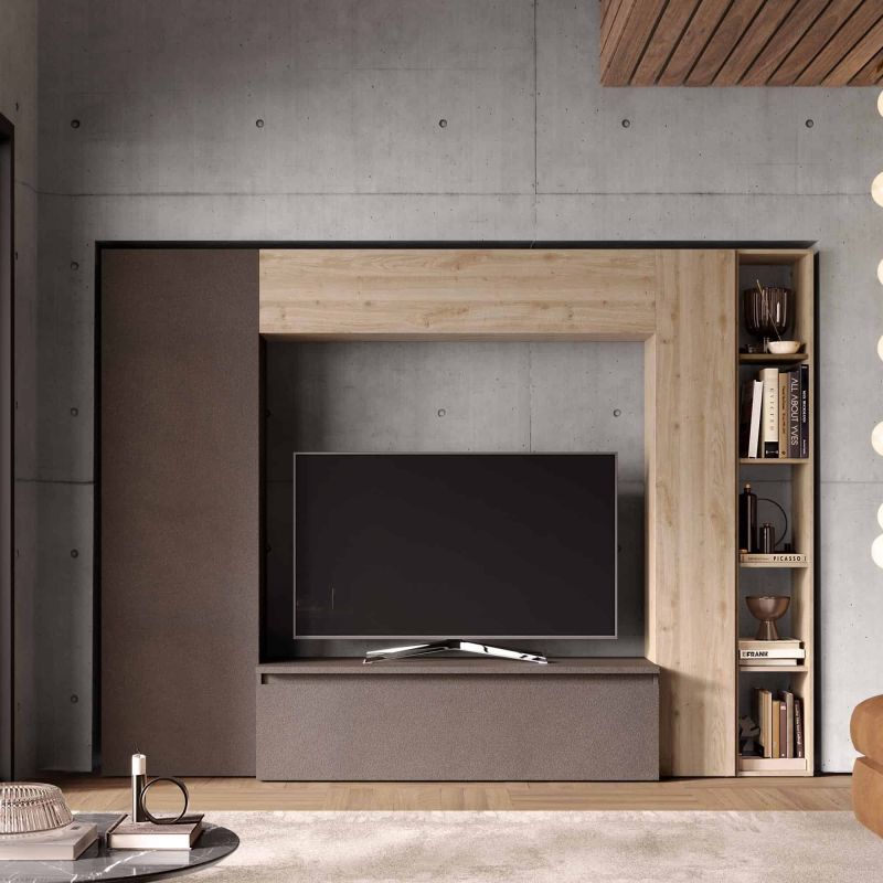 Ensemble meuble TV FOREVER 2 - compo 9 - décor Bronze et chêne Cadiz