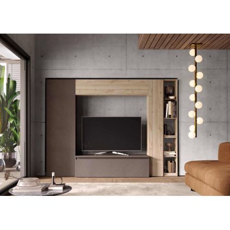 Ensemble meuble TV FOREVER 2 - compo 9 - décor Bronze et chêne Cadiz