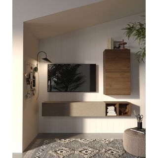 Ensemble meuble TV FOREVER 2 - compo 47 - décor Argile et chene Mercure