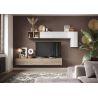 Ensemble meuble TV FOREVER 2 - compo 41 - décor chene cadiz et blanc brillant