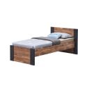Lit enfant REMY 90 x 200 cm en décor acacia et béton noir