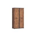Armoire 2 portes REMY en décor acacia et béton noir