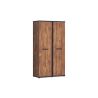 Armoire 2 portes REMY en décor acacia et béton noir