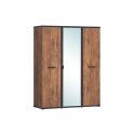 Armoire 3 portes REMY en décor acacia et béton noir