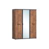 Armoire 3 portes REMY en décor acacia et béton noir