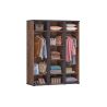 Armoire 3 portes REMY en décor acacia et béton noir