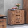 Commode 4 tiroirs REMY en décor acacia et béton noir