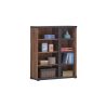 Commode REMY avec 1 porte et 4 niches en décor acacia et béton noir