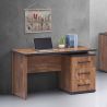 Bureau enfant REMY avec 3 tiroirs en décor acacia et béton noir