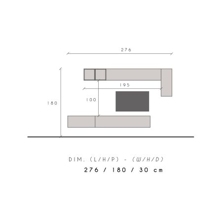 Ensemble meuble TV FOREVER 2 - compo 41 - décor chêne mercure et bronze