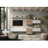 Ensemble meuble TV FOREVER 2 - compo 22 - coloris blanc brillant et décor chêne cadiz