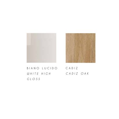 Ensemble meuble TV FOREVER 2 - compo 22 - coloris blanc brillant et décor chêne cadiz