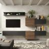 Ensemble meuble TV FOREVER 2 - compo 22 - coloris blanc brillant et décor chêne cadiz