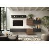 Ensemble meuble TV FOREVER 2 - compo 22 - coloris blanc brillant et décor chêne cadiz
