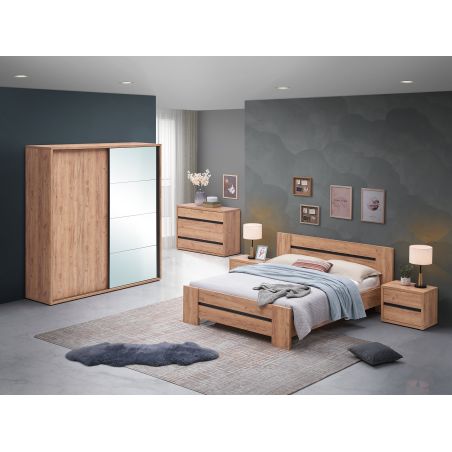 Armoire 2 portes coulissantes AURORE en décor chêne français