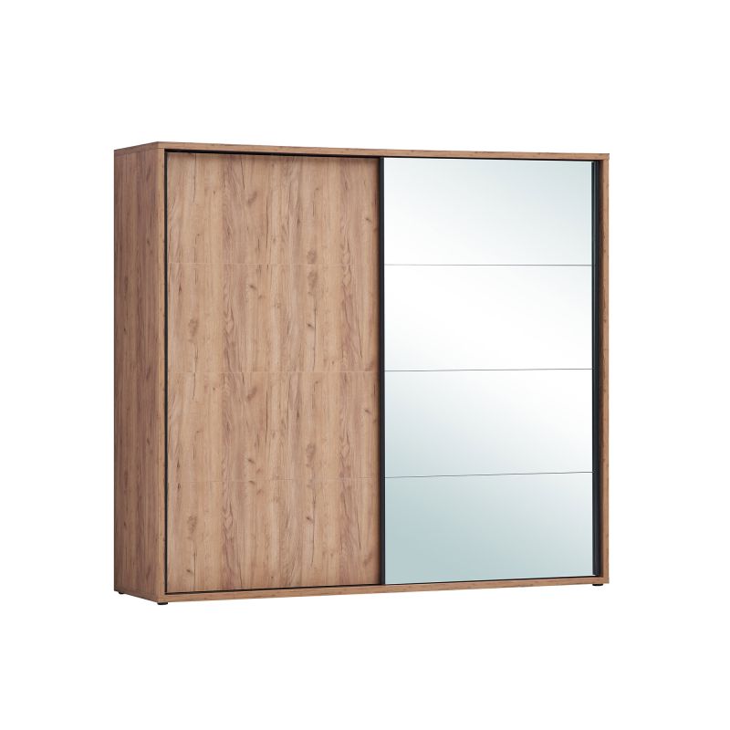 Armoire 200 cm AURORE avec 2 portes coulissantes en décor chêne français